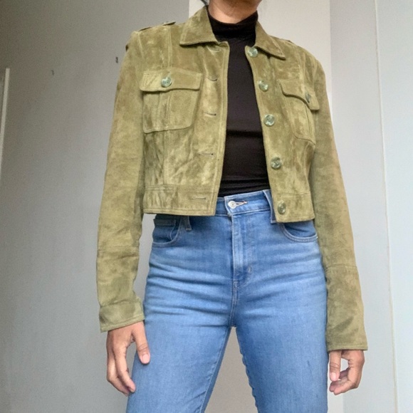 Suede cropped jacket - Picture 1 of 4